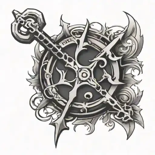 I want a Tattoo that has several references from movies and series that I like. Like the Keyblade from Kingdom Hearts, t tattoo design idea