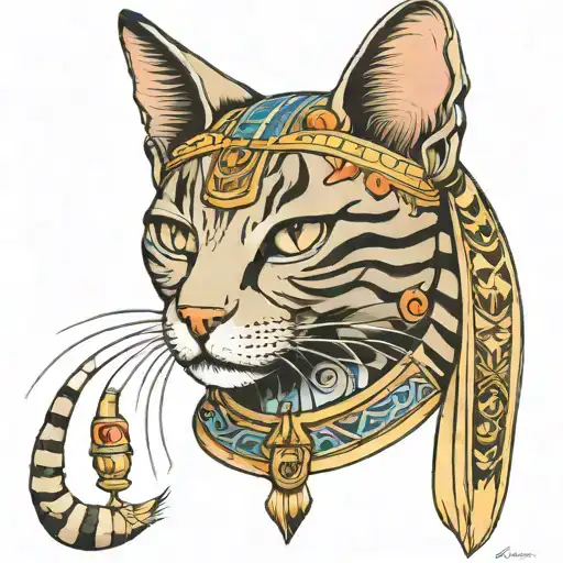 egyptian cat tattoo design idea
