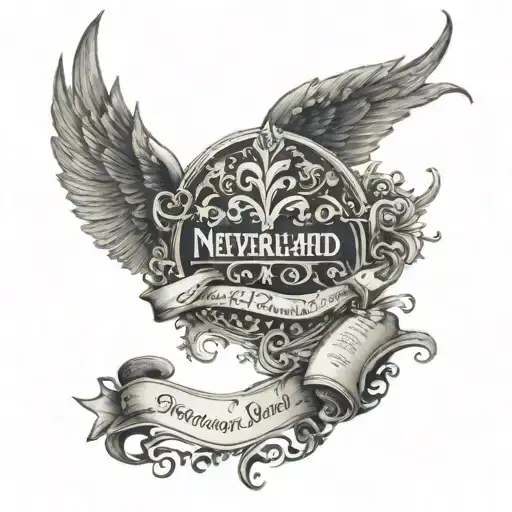 neverland writing tattoo design idea