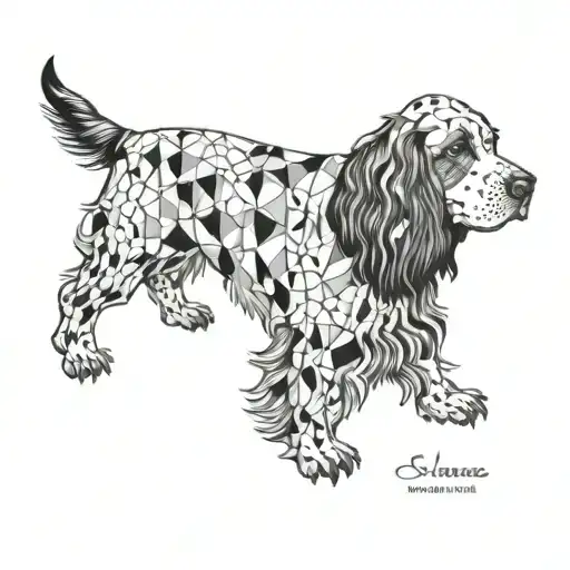 geometric cocker spaniel tattoo design idea