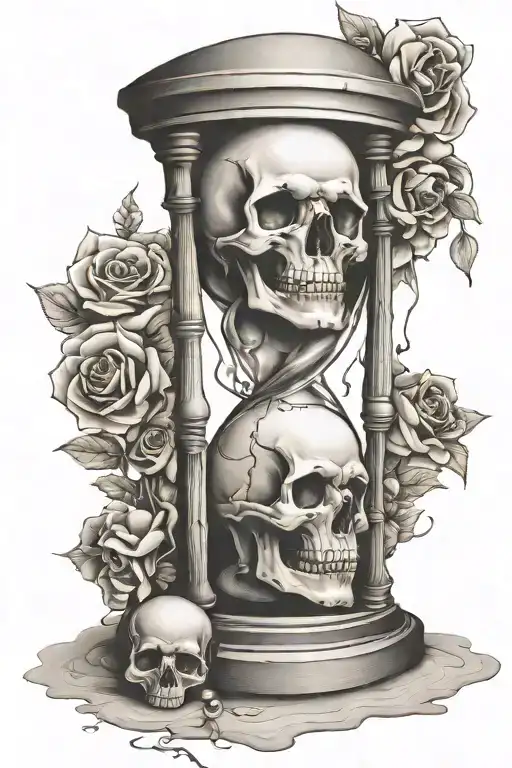 coffin shaped hourglass with skulls instead of sand tattoo design idea