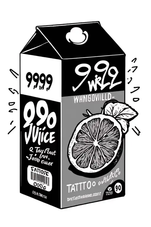 juice box with 999 juice wrld tattoo design idea