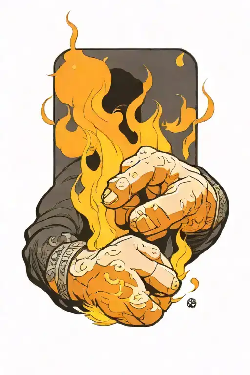 I want a fist that punch like it is set on fire  tattoo design idea