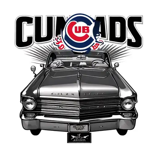 '64 lincoln convetable with Cubs logo incorporated tattoo design idea