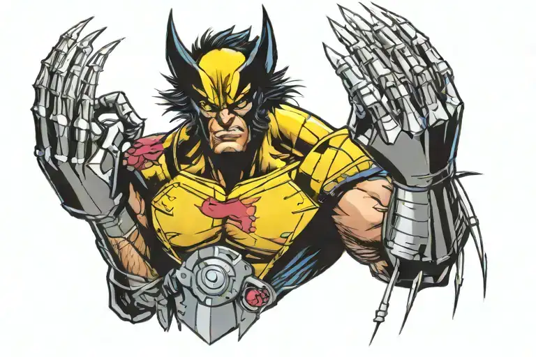 Wolverine claws with cyclops visor and gambit cards tattoo design idea