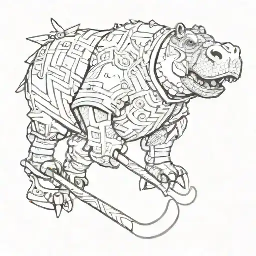 hockey hippo tattoo design idea
