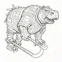 hockey hippo tattoo design idea