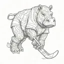 hockey hippo tattoo design idea