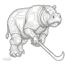 hockey hippo tattoo design idea