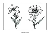 2 lilly of the valley flowers, larkspur, poppy gladiola, and calendula cosmos tattoo design idea