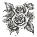 "one day at a time" write this with roses intertwined tattoo design idea