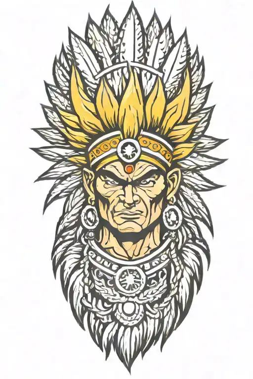 super saiyan with indian headress tattoo design idea