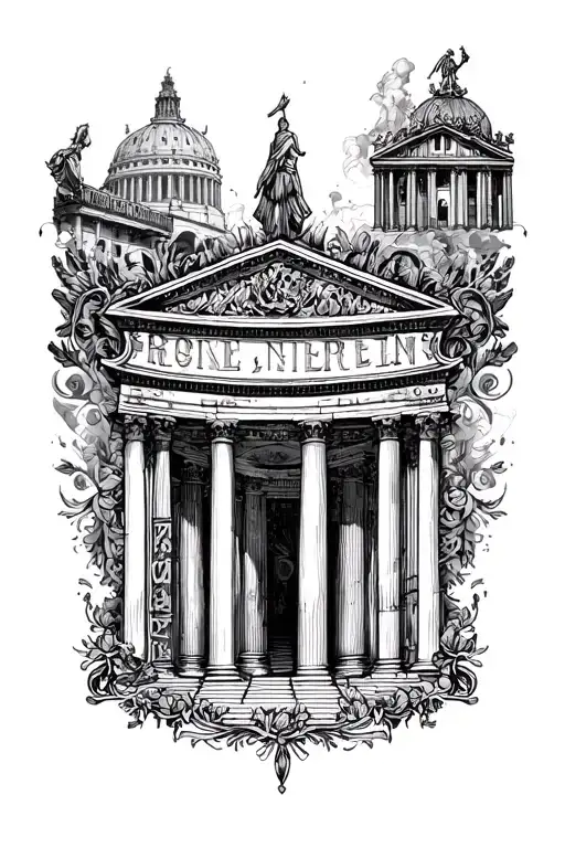 Something related to the buildings of Rome Emblem and the Roman tattoo design idea