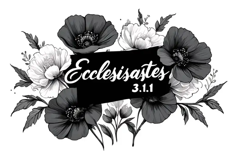 "Ecclesiastes 3:11" poppy and carnation flowers surrounding tattoo design idea