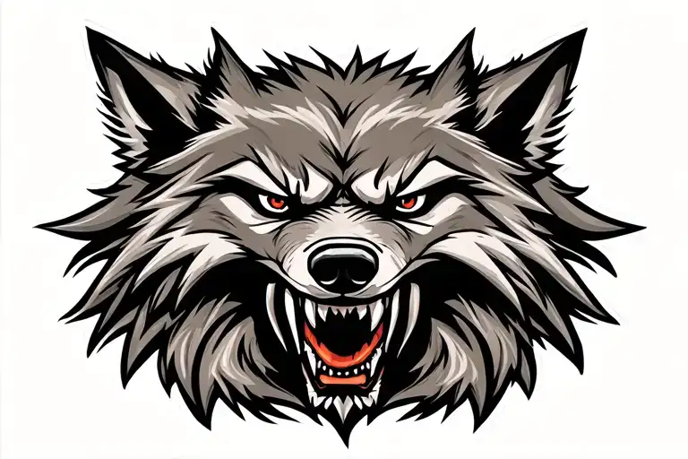 Evil wolf head tattoo design idea