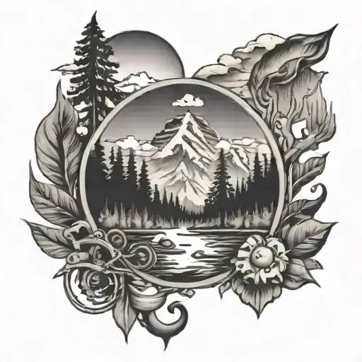 outdoor adventure wilderness masculine   tattoo design idea
