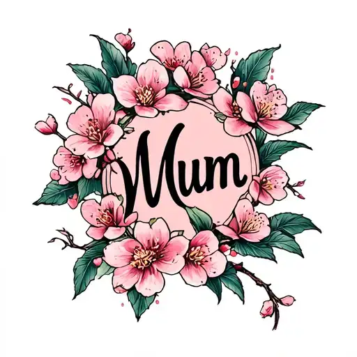 "Mum" Cherry Blossom Mom Memorial tattoo tattoo design idea