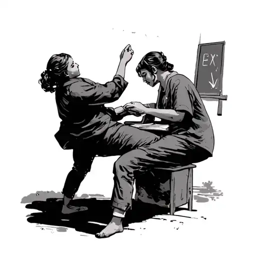 teacher beating student tattoo design idea
