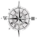 compass with roman numeral birthdays 8 8 2000, 17 1 2017, 20 2 2020 tattoo design idea