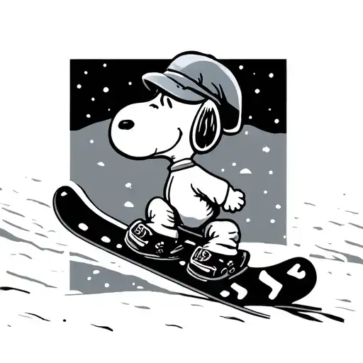 Snoopy riding a snowboard tattoo design idea