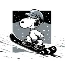 Snoopy riding a snowboard tattoo design idea