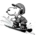 Snoopy riding a snowboard tattoo design idea