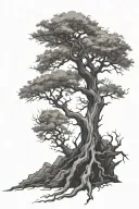 dry tree with a kind of mystical vibe tattoo design idea