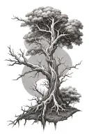 dry tree with a kind of mystical vibe tattoo design idea