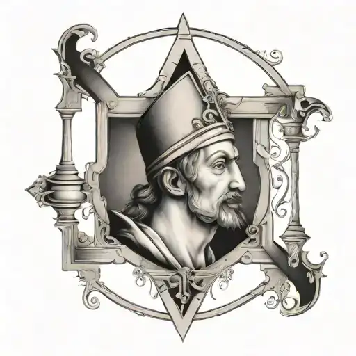 french guillotine with king head tattoo design idea