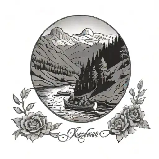 deschutes river oregon family tradition white water rafting tattoo design idea