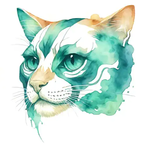 cat face half skull made entirely tattoo design idea