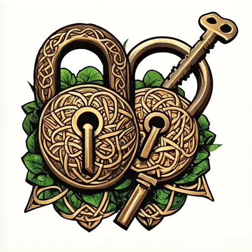couple tattoo lock and key with Celtic design tattoo design idea