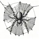 spider hanging from web tattoo design idea