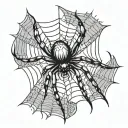 spider hanging from web tattoo design idea