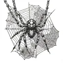 spider hanging from web tattoo design idea