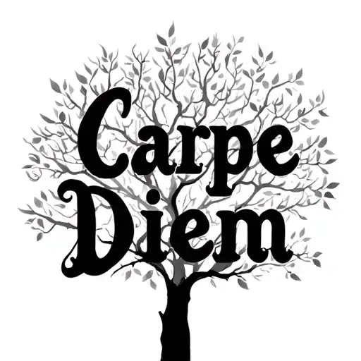 "Carpe Diem p" "Carpe Diem p" a tree no leaves growing tattoo design idea