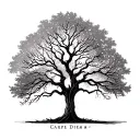 "Carpe Diem p" "Carpe Diem p" a tree no leaves growing tattoo design idea