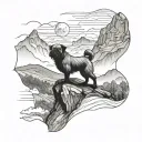 Brussels griffon mountain landscape tattoo design idea