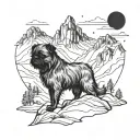 Brussels griffon mountain landscape tattoo design idea