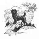 Brussels griffon mountain landscape tattoo design idea