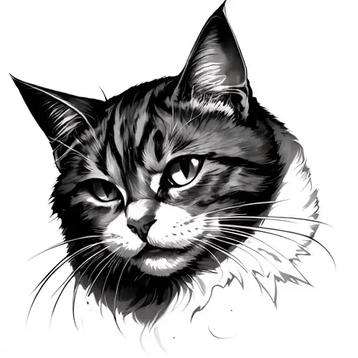 cat anime evil tattoo design idea