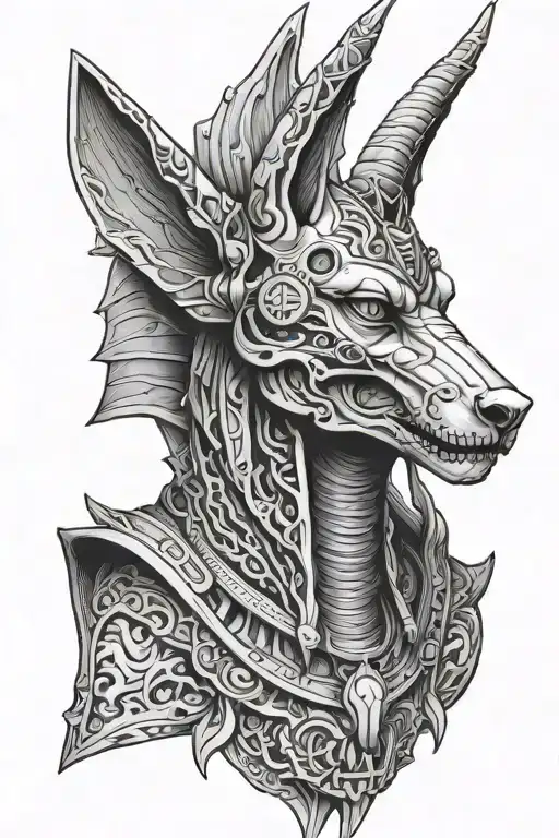 anubis skull tattoo design idea