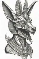 anubis skull tattoo design idea