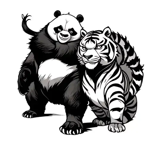 kung fu panda po and tigress forearm tattoo tattoo design idea