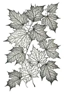 10 maple leaves stored in a black shaded rectangle. Some leaves can go outside the rectangle a bit tattoo design idea
