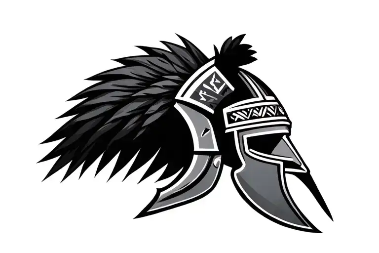 Trojan helmet with Guatemalan symbol tattoo design idea