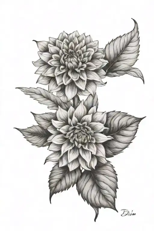 the name Dalia + a dahlia flower tattoo design idea