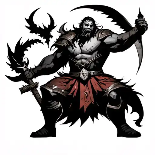 viking warrior battling inner demons tattoo design idea