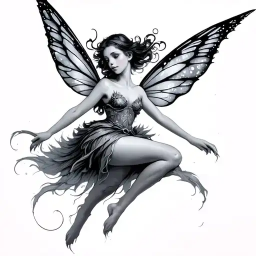 a flying faerie tattoo design idea