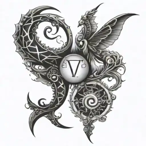 Scorpio Virgo Pisces Gemini symbol tattoo design idea